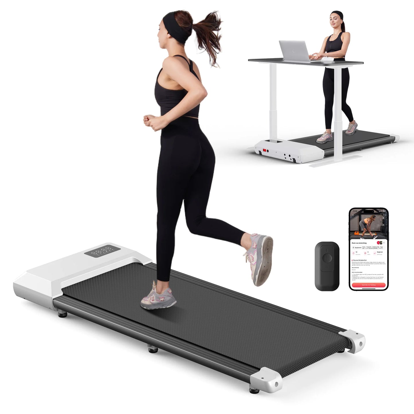 Superun 300lbs Home Treadmill TwoPointFiveHP 2 In 1 Walking Running