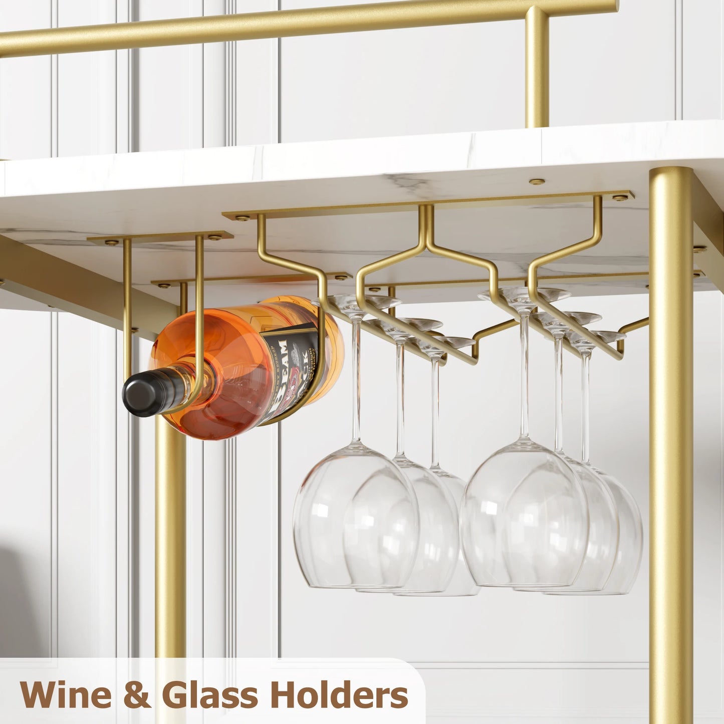 TWISTER.CK Bar Cart With 4 Tier Shelves And Wine Rack
