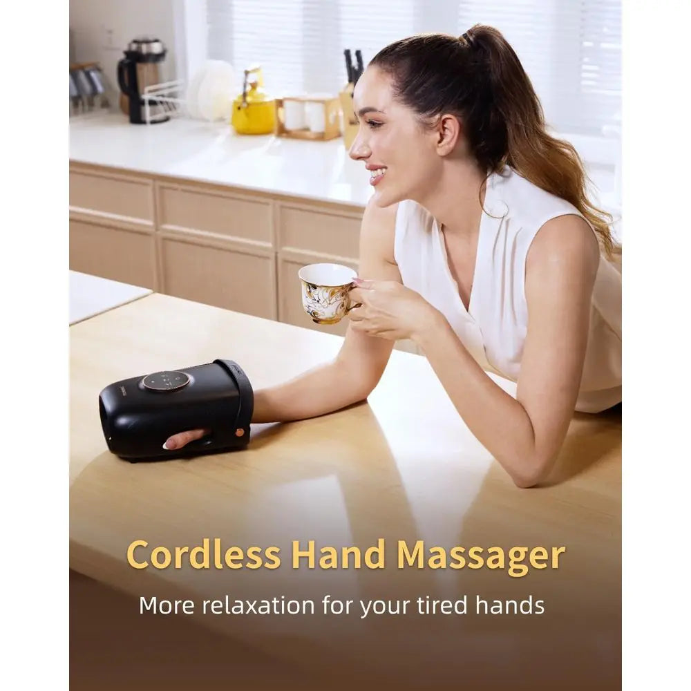 Heated Compression Hand Massager for Carpal Tunnel and Arthritis Relief, Suitable for Men and Women, HSA-Eligible (Black)