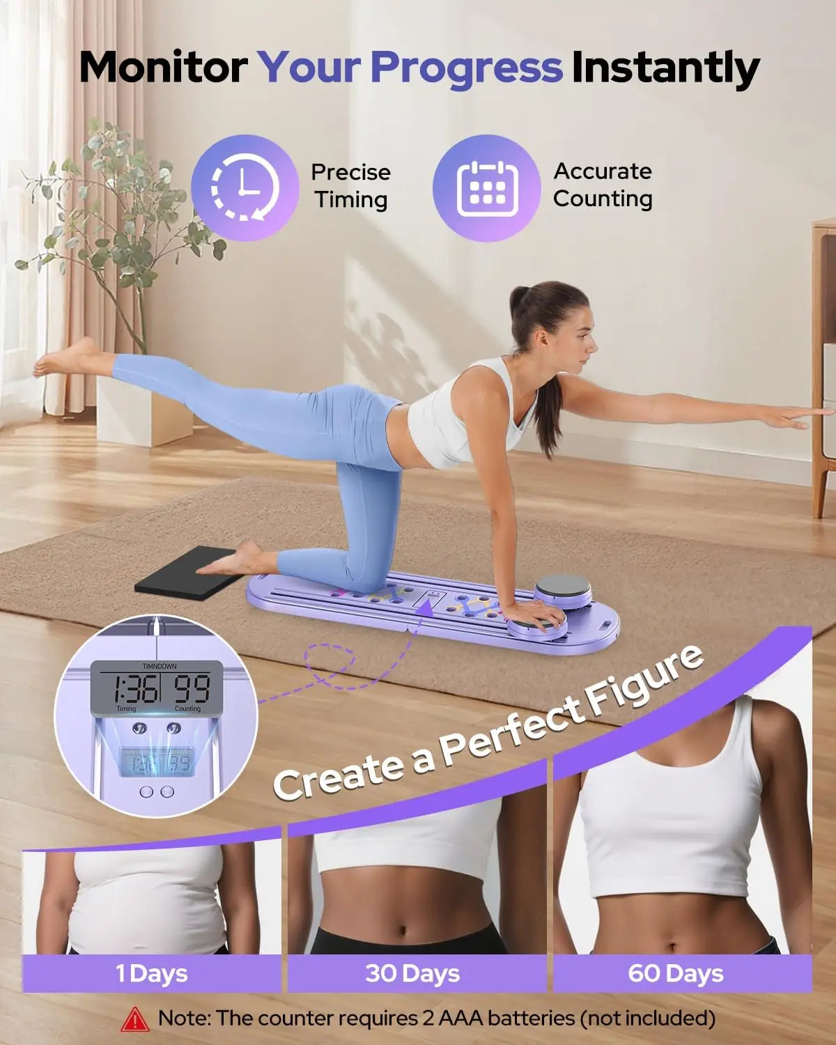 Rayspace Foldable Pilates Reformer 7-In-1 Portable Core Trainer