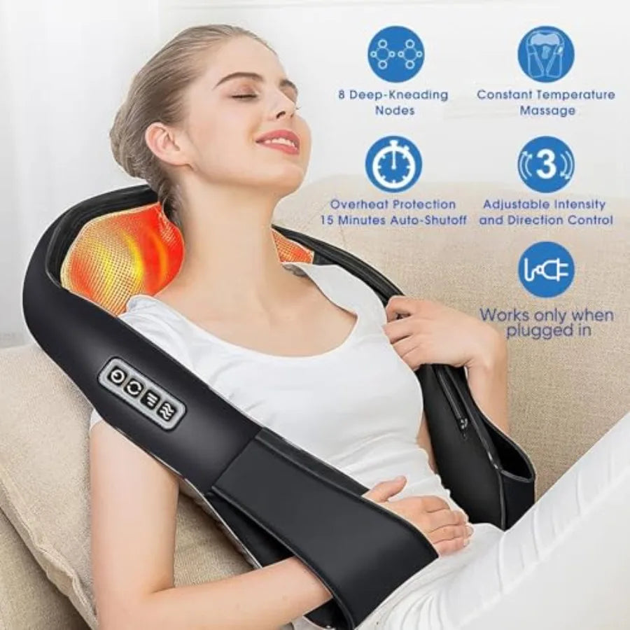 AERLANG Shiatsu Back and Neck Massager Back Massager Deep Tissue Kneading Neck and Shoulder Massage with Heat Electric Massage