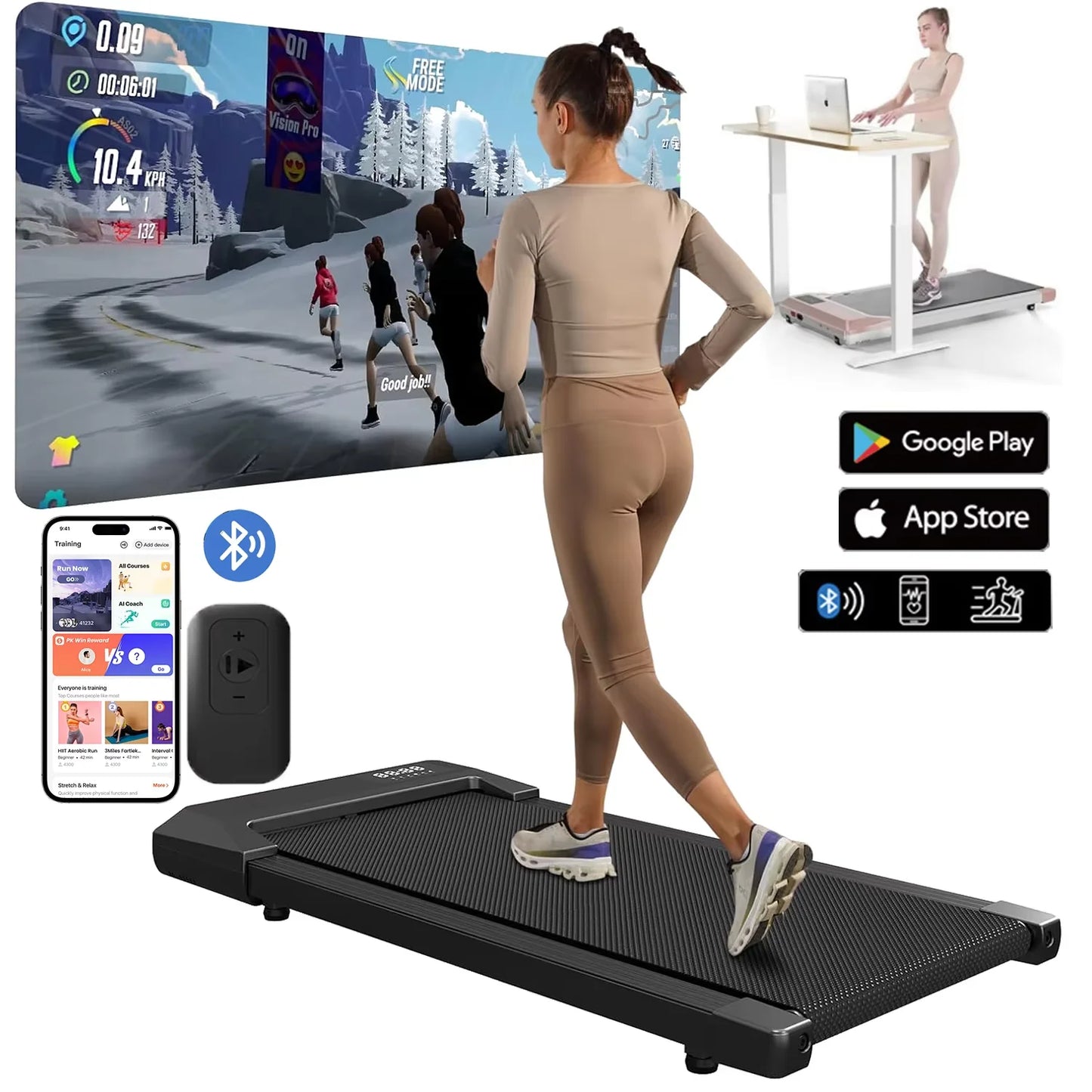 Superun 300lbs Home Treadmill TwoPointFiveHP 2 In 1 Walking Running