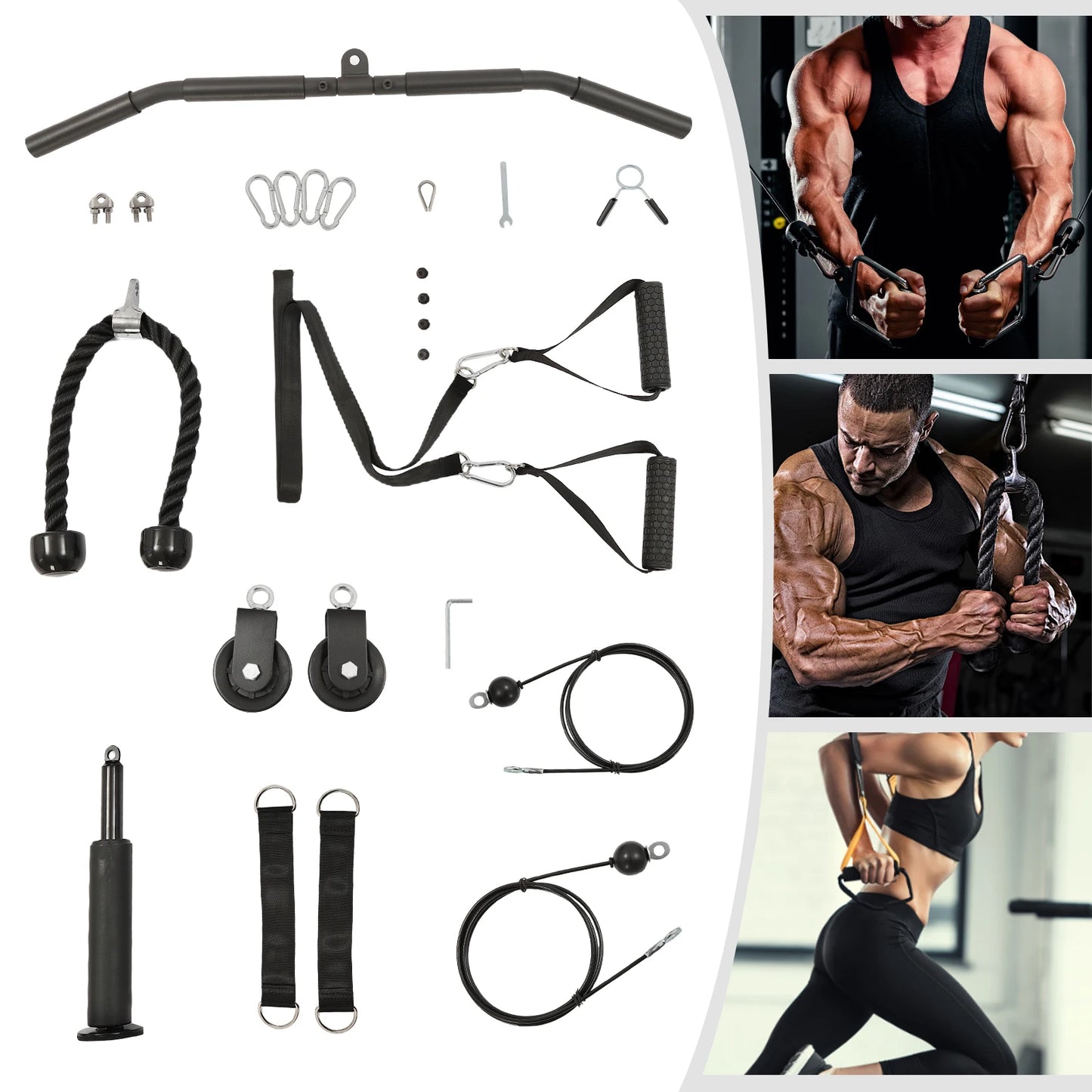 Pulley Gym Home Cable System Full Body Strength Training 120kg