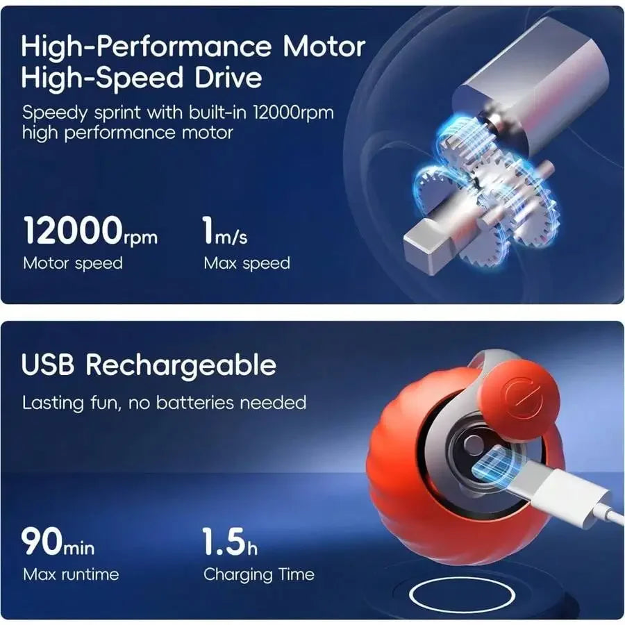 Interactive Rolling Ball Cat Toy With Feather Tail Rechargeable Auto Motion