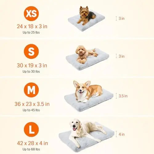 Basics 36" Washable Medium Dog Bed – Anti-Slip Crate Mat for Pets