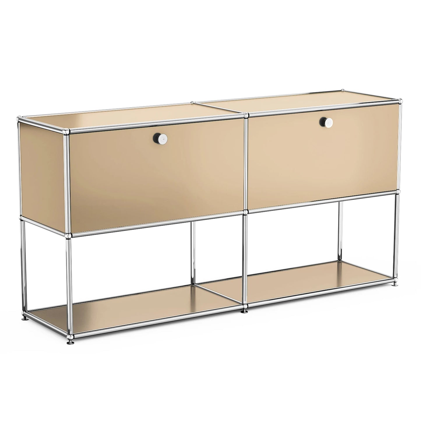 Storage Cabinet Sideboard Storage Shelf Furniture Stainless Steel Metal Board Living Room Night Stand Cabinet-No Keys