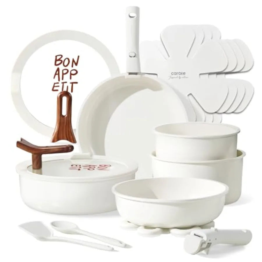 19pcs Pots and Pans Set, Nonstick Cookware Set Detachable Handle, Induction Kitchen Cookware Sets Non Stick with Removable Hand