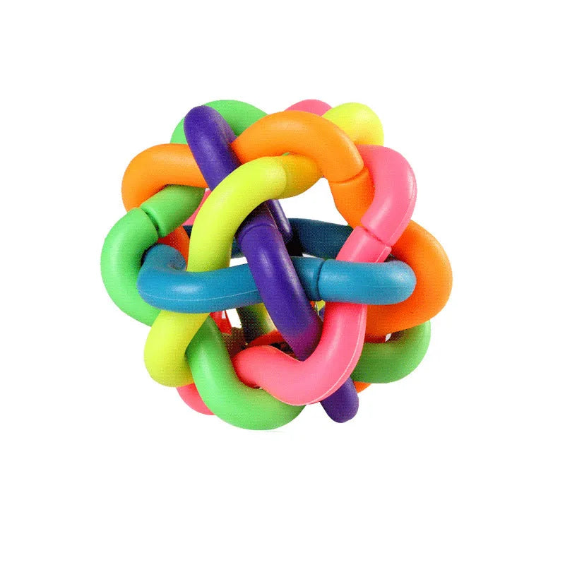 Woven Bell Dog Toy Bite Resistant Rubber Chew Ball Fetching