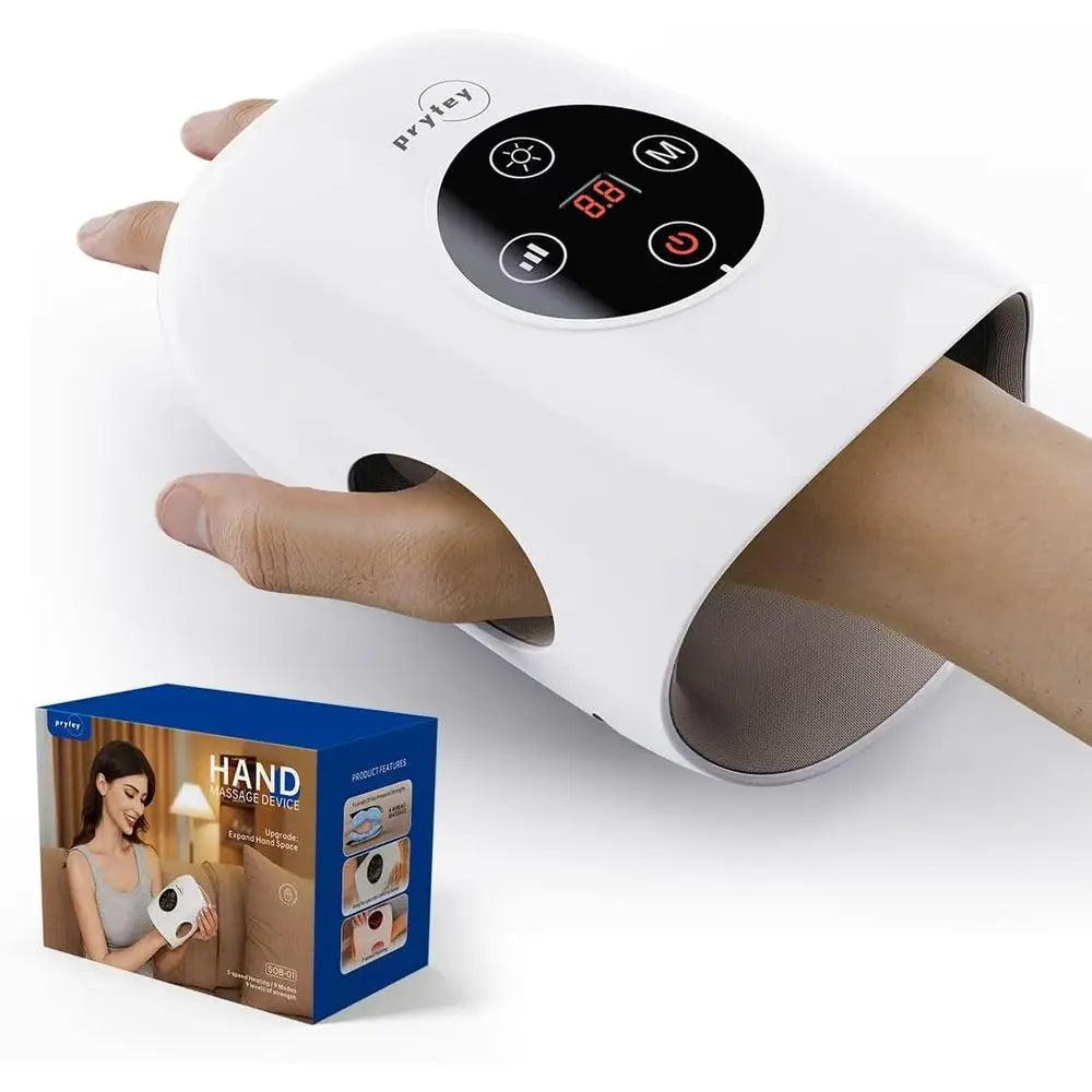 Heat and Compression Hand Massager for Arthritis, Carpal Tunnel Relief, and Wrist Relaxation - 9 Intensity Levels, Ideal Gift fo