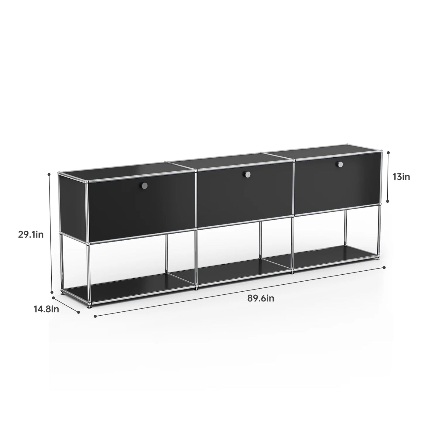 Storage Cabinet Sideboard Storage Shelf Furniture Stainless Steel Metal Board Living Room Night Stand Cabinet-No Keys