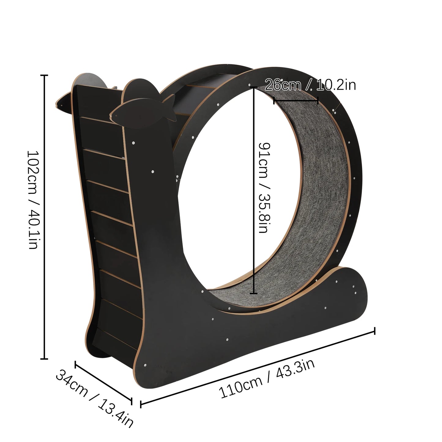 Cat Exercise Wheel Treadmill With Carpeted Runway For Fitness