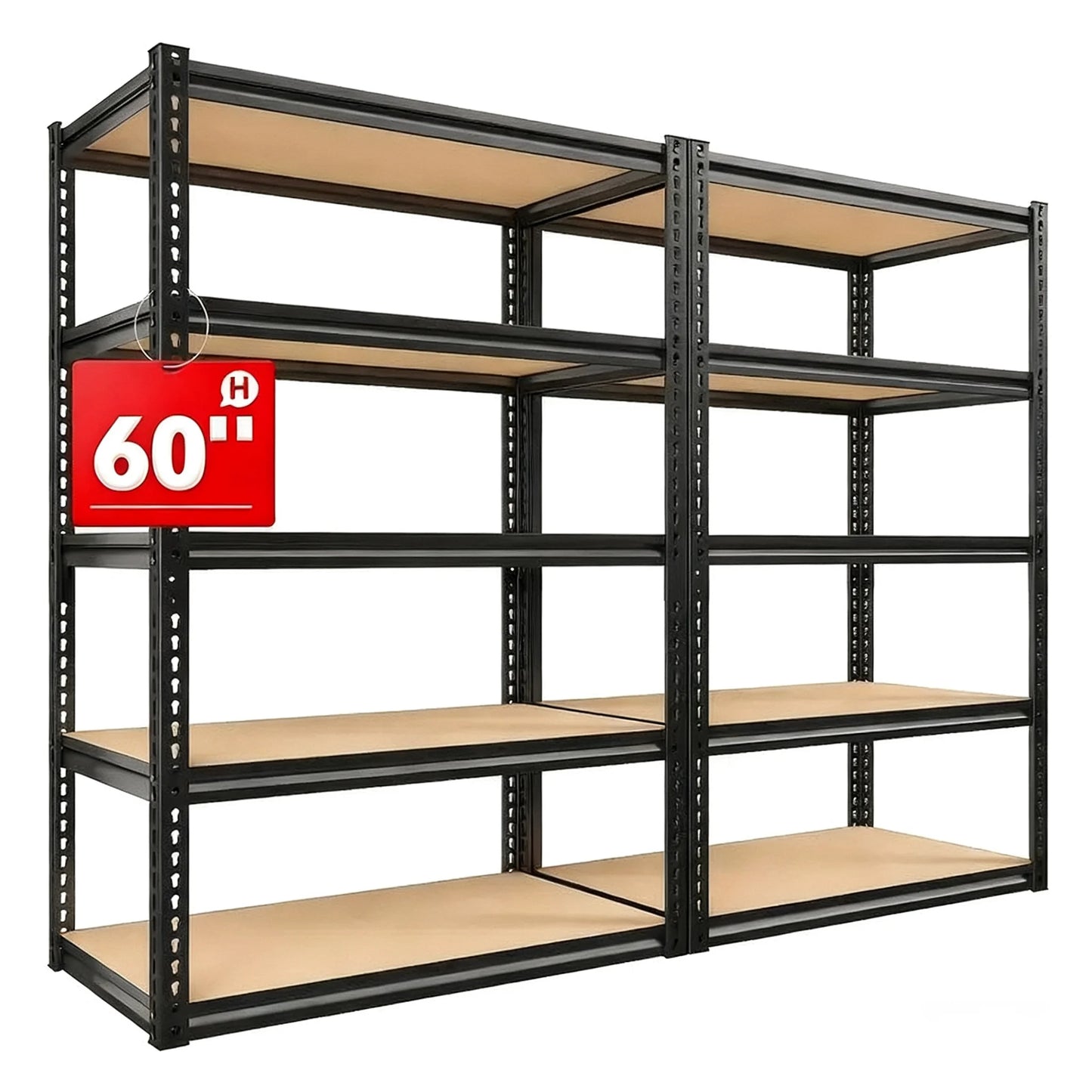 60/72 Inch two-piece set Heavy-duty Metal Storage Rack, With A Load-bearing Capacity Of 2000 Pounds Per Layer, Adjustable Height