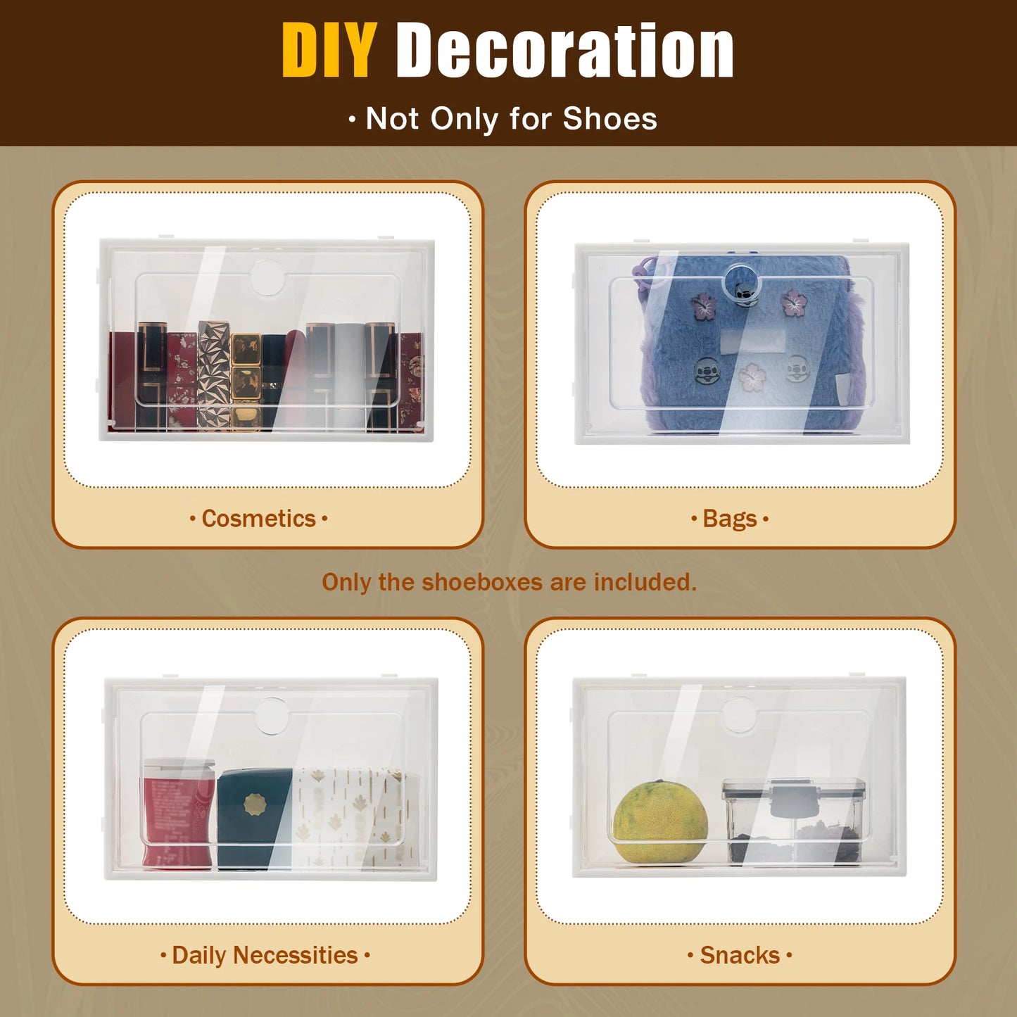 20/24 Pcs Foldable Transparent Shoe Box Simple Plastic Drawer Style Stackable Box Dustproof Free Combination Rack