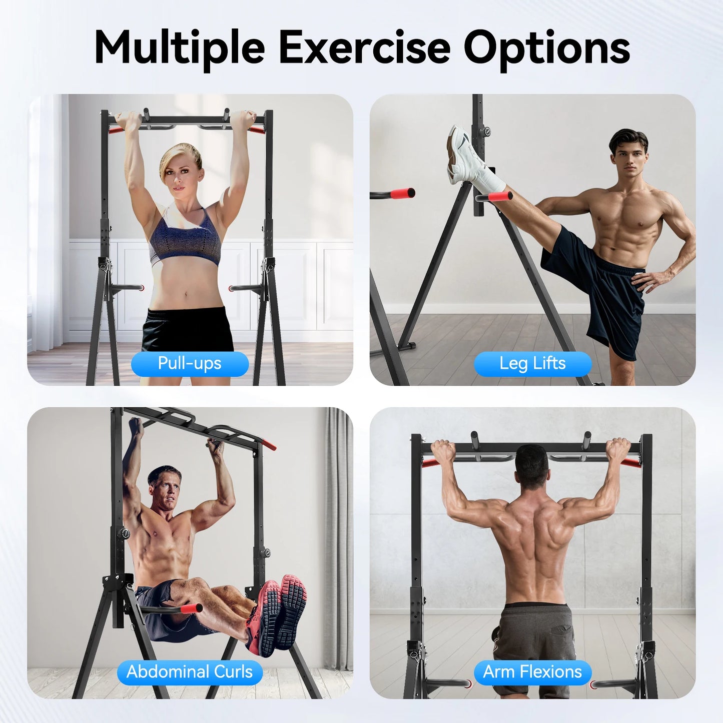 Adjustable Pull Up Bar Foldable Home Gym Multifunction Training Station