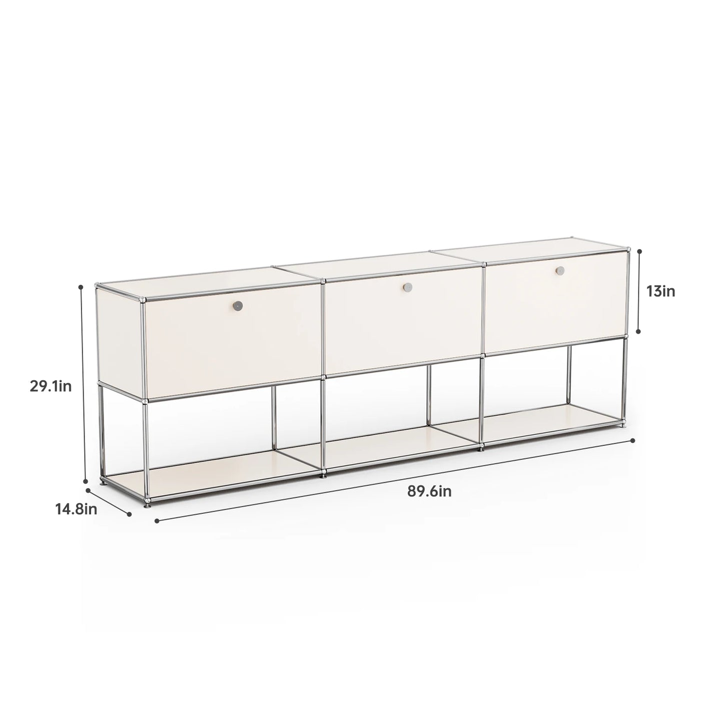 Storage Cabinet Sideboard Storage Shelf Furniture Stainless Steel Metal Board Living Room Night Stand Cabinet-No Keys