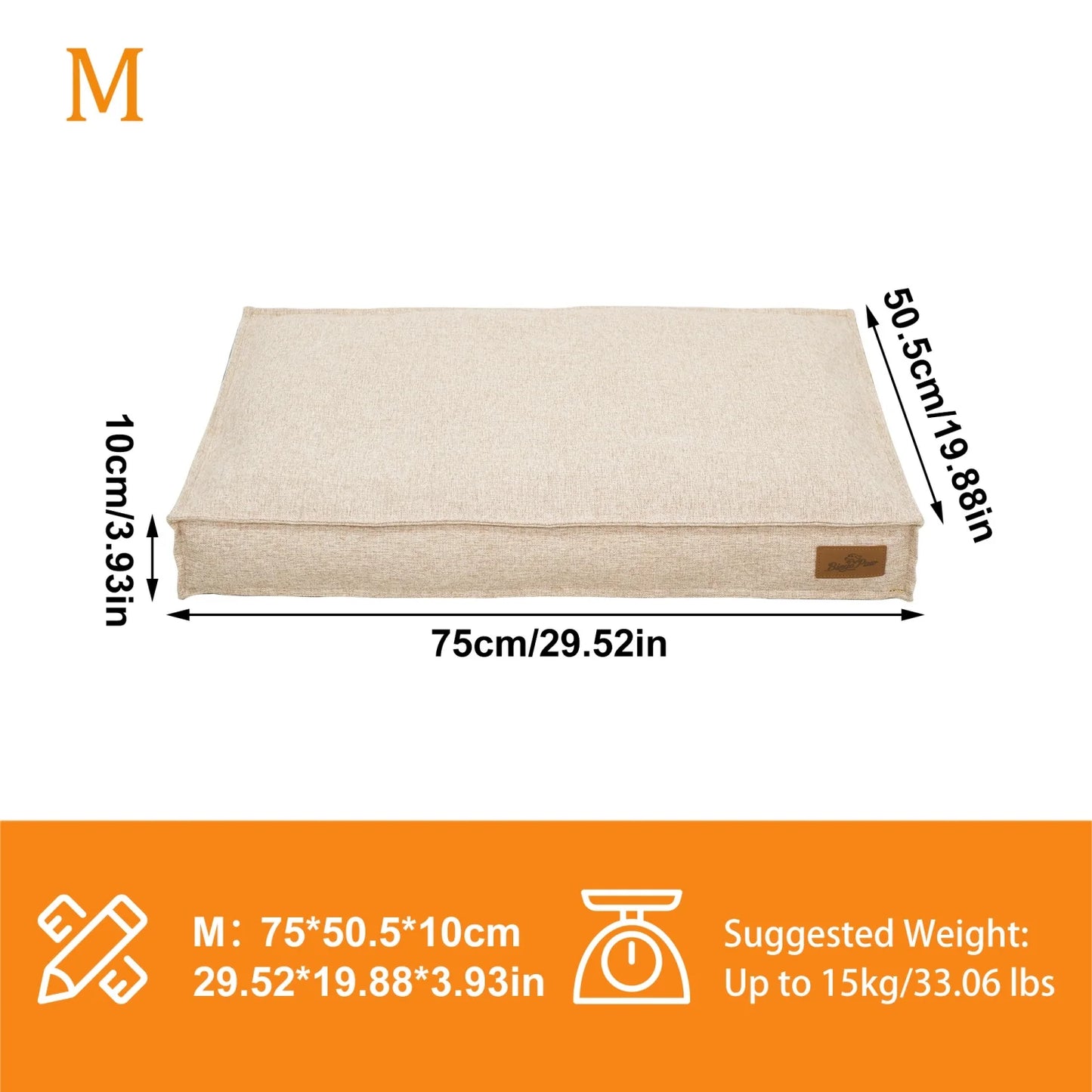 M/L/XL/2XL Dog Beds Cozy Cushion for Medium Large Dogs Rectangular Pet Bed Sleep Mat with Linen Cover Foam Base Waterproof Lining