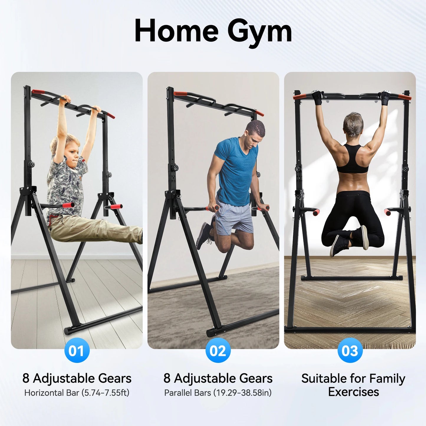 Adjustable Pull Up Bar Foldable Home Gym Multifunction Training Station
