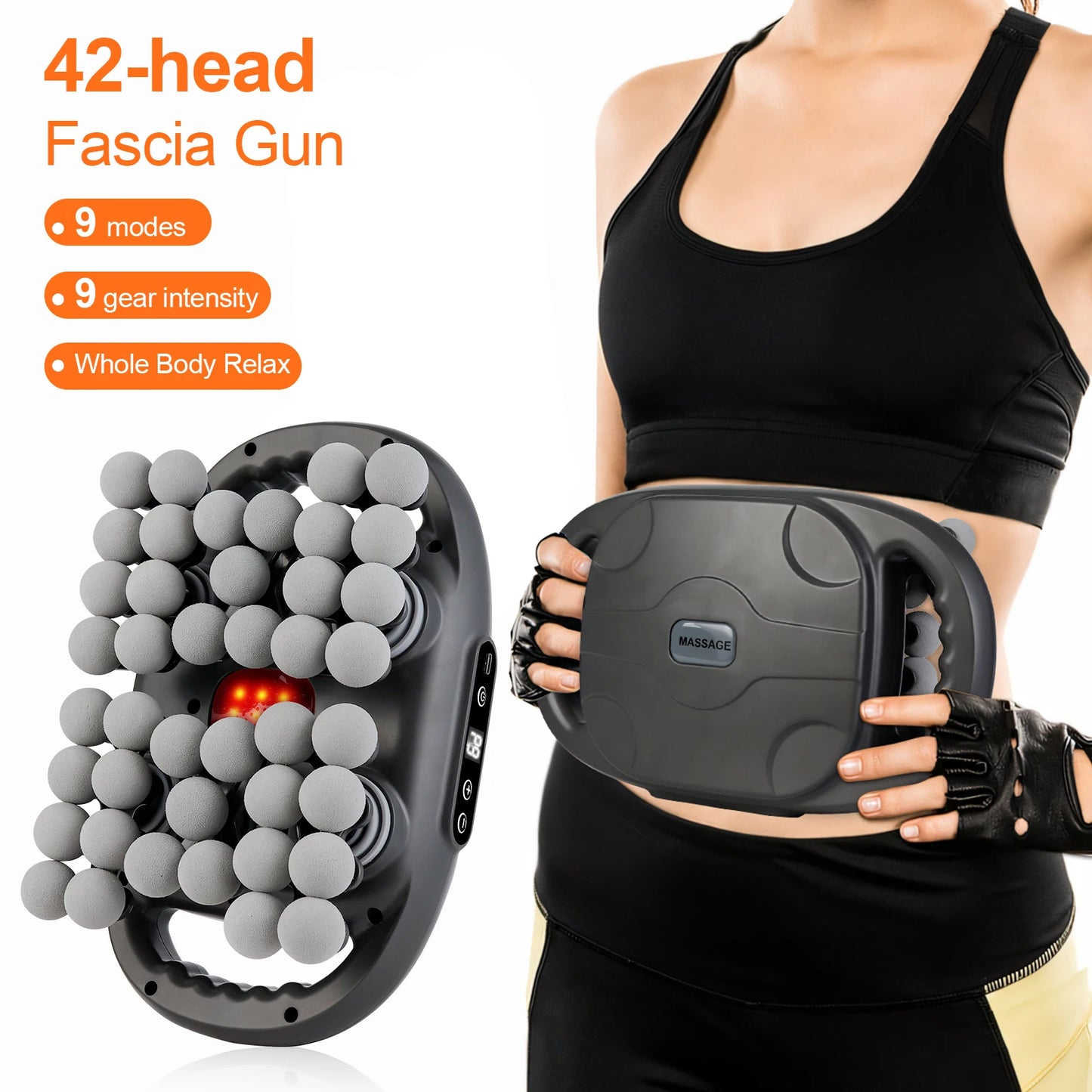 42 Heads Fascia Gun High-Frequency Vibration Deep Body Massage Device Back Waist Thigh Massager Neck Shoulder Muscle masajeador